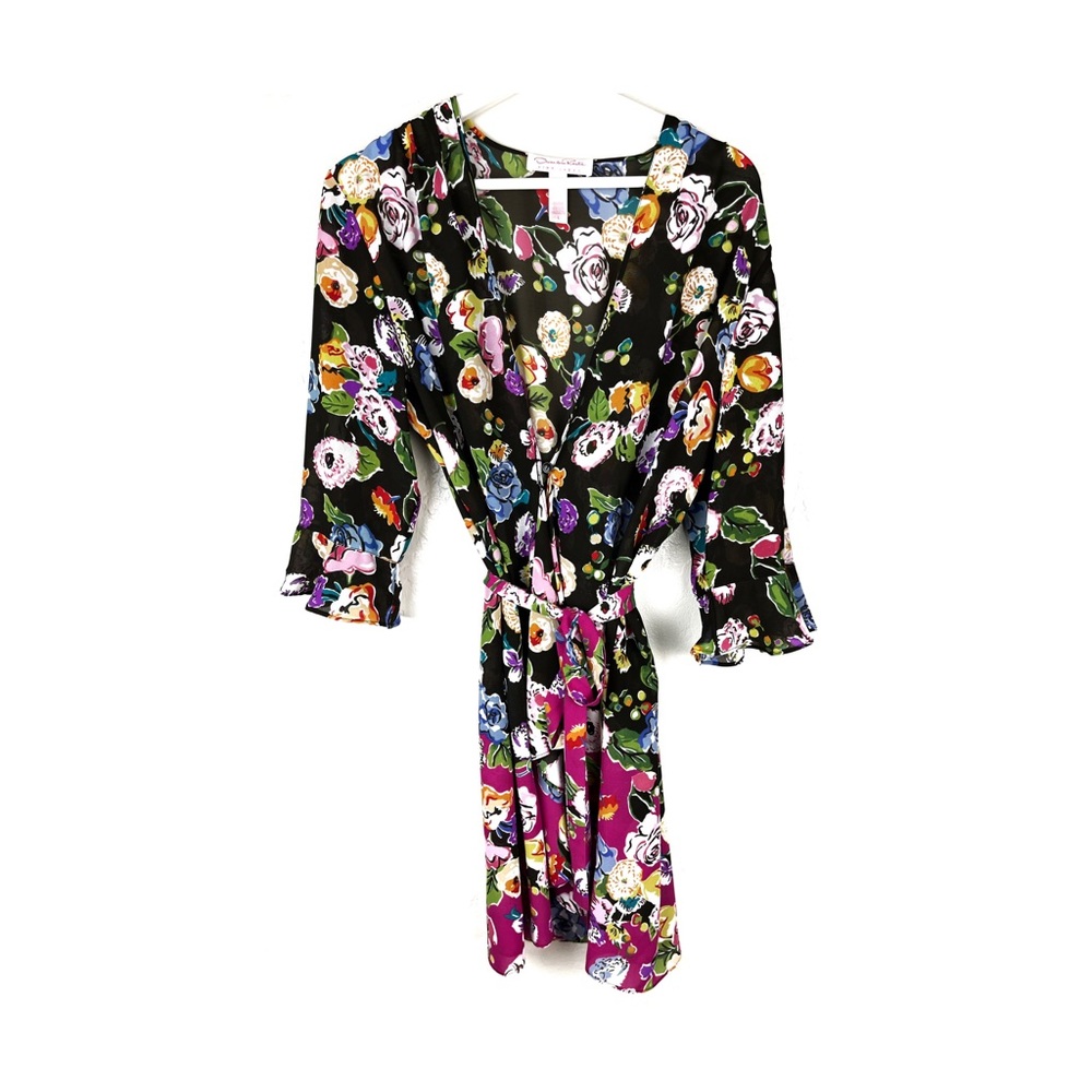 Oscar De La Renta Pink Label Short Nightgown and Robe Size L Floral.